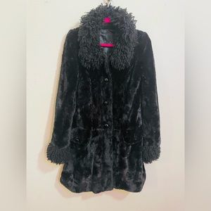 Anna Sui Black Faux Fur Teddy Coat Jacket